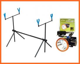 Kamasaki Economic 2 Botos Horgász Rod Pod Fejlámpával