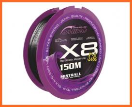 Mistrall Shiro X8 Black Fonott Zsinór 150m 0.19mm 20.40Kg