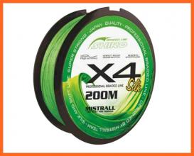 Mistrall Shiro X4 Lime Green Fonott Zsinór 200m 0.28mm 30.50Kg