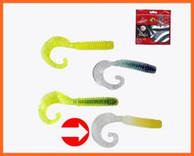 Frenetic Nagy Méretű Twister Műcsali 7,5cm 5db Sárga Átlátszó
