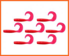 Nevis Twister Horgász Műcsalik 6cm 7db Piros Csillám