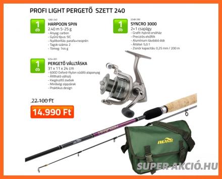 Akciós Light Pergető Horgászbot Szett Ajándék Táskával 2,4m