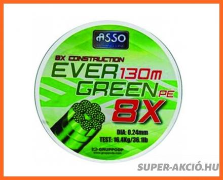 Asso PE8X Evergreen 0,20mm 130m Fonott Zsinór