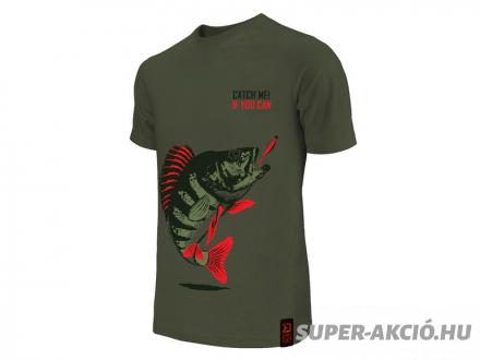 Delphin Catch Me Sügér Mintás Horgász Póló XXXL-es 1