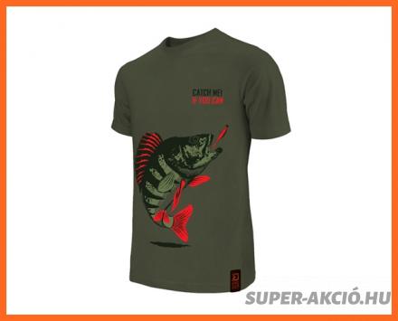 Delphin Catch Me Sügér Mintás Horgász Póló XXXXL-es King Size