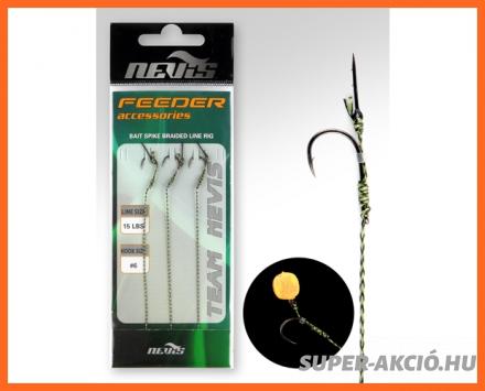 Nevis Feeder Előke Tüskével Fonott Zsinóron 12-es 3db, Előkötött Horog