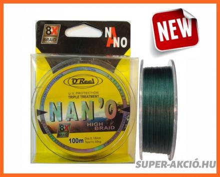Q Reel 8X Nano High Braid 0.18mm 14,5kg, Fonott Zsinórok