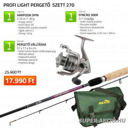 Akciós Light Pergető Horgászbot Szett Ajándék Táskával 2,7m 2