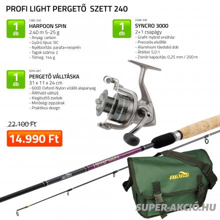 Akciós Light Pergető Horgászbot Szett Ajándék Táskával 2,4m 2