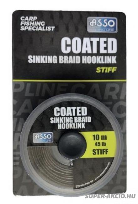 Asso Coated Sinking Braid Stiff 10m 15Lbs Bevonatos Horgász Előkezsinór 2