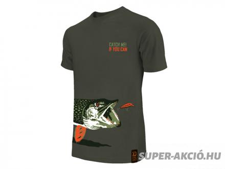 Delphin Catch Me Csuka Mintás Horgász Póló XXXXL-es King Size 2