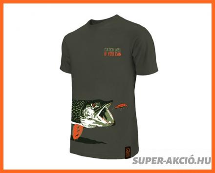 Delphin Catch Me Csuka Mintás Horgász Póló XXXXL-es King Size 1