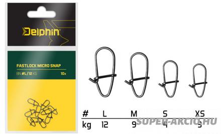 Delphin Fast Lock Mikro Pergető Kapocs M-es 10db 9 Kg 2