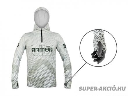 Delphin Uv Armor Kapucnis Hosszúujjú Póló Fehér Oliva Zöld L 3