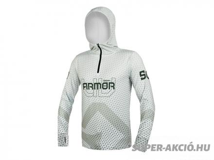 Delphin Uv Armor Kapucnis Hosszúujjú Póló Fehér Oliva Zöld Xxxl 1