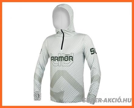 Delphin Uv Armor Kapucnis Hosszúujjú Póló Fehér Oliva Zöld Xxl