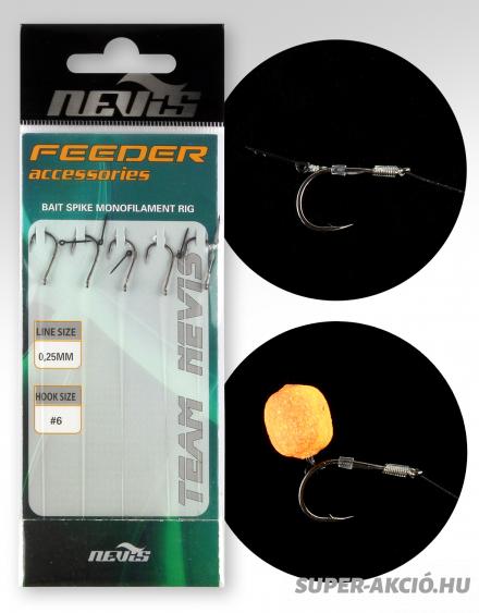 Nevis Feeder Előke Tüskével Monofil Zsinóron 5db 6-os Előkötött Horog 2