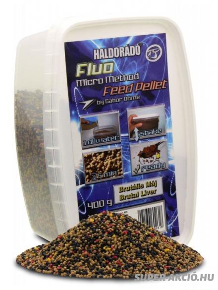 Haldorádó Fluo Mikro Horgász Pelletek 400gr 2mm Brutális Májas 2