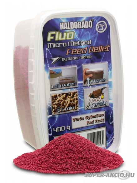 Haldorádó Fluo Mikro Horgász Pelletek 400gr 2mm Vörös Gyümölcs 2