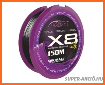Mistrall Shiro X8 Black Fonott Zsinór 150m 0.25mm 26.70Kg