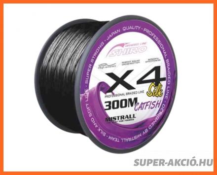 Mistrall Shiro Black Catfish X4 Fonott Zsinór Fekete 300m 0.40mm 48.2Kg
