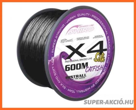 Mistrall Shiro Black Catfish X4 Fonott Zsinór Fekete 600m 0.40mm 48.2Kg