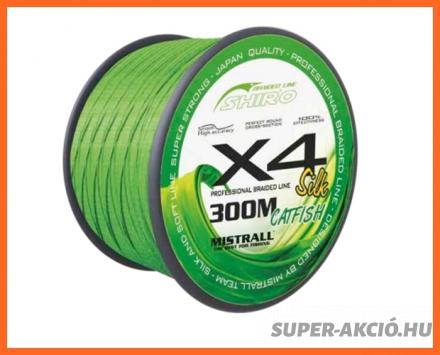 Mistrall Shiro X4 Green Catfish Fonott Zsinór 300m 0.60mm 59.80Kg