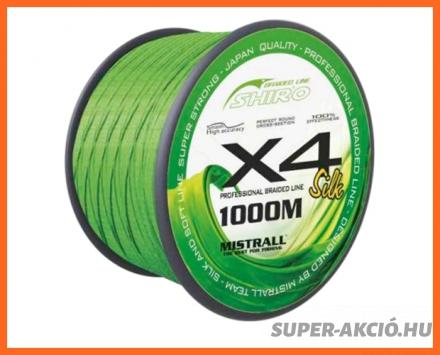 Mistrall Shiro X4 Green Fonott Zsinór 1000m 0.19mm 16.50Kg