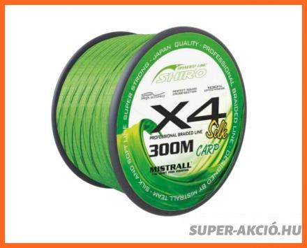 Mistrall Shiro X4 Lime Green Fonott Zsinór 300m 0.28mm 30.50Kg