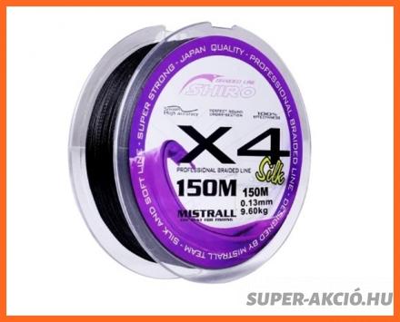 Mistrall Shiro Braided X4 Fonott Zsinór Fekete 150m 0.08mm 4.35Kg