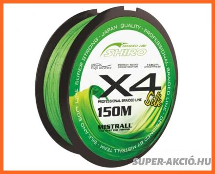 Mistrall Shiro X4 Lime Green Fonott Zsinór 150m 0.10mm 5.80Kg