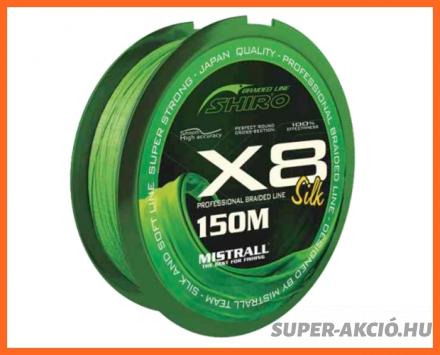 Mistrall Shiro X8 Green Fonott Zsinór 150m 0.10mm 7.10Kg
