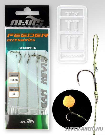 Nevis Feeder Előke Hurkos 3db 8-as Előkötött Horgok 2