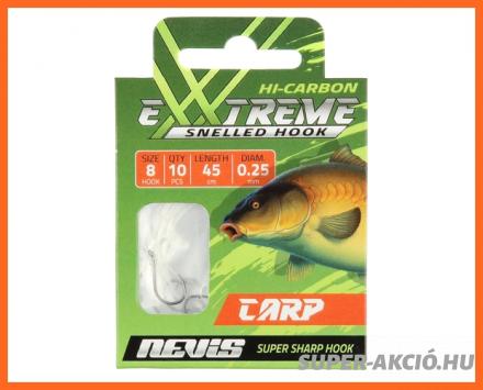 Nevis Előkötött Pontyozó Horog 0.25mm 6-os Horoggal 10db/csomag