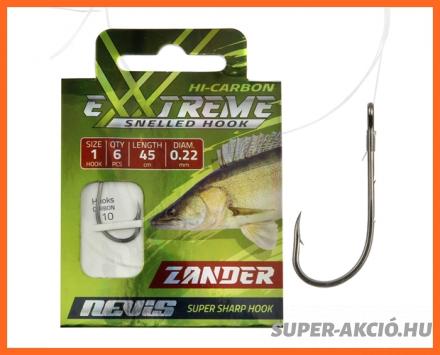 Nevis Előkötött Süllőző Horog 45cm 0.25mm 1.0-ás 6db/csomag