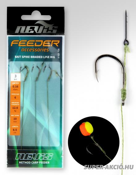 Nevis Strong Előkötött Feeder Horog Csalitüskével 10-es 3db 2