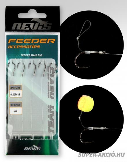Nevis Feeder Előke Hurkos Monofil Zsinóron 5db 8-as Előkötött Horgok 2