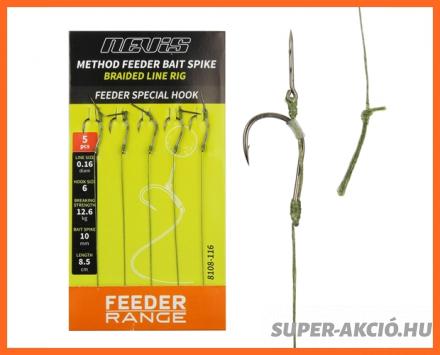 Nevis Method Feeder Előkötött Horog Csalitüskével 10-es 5db/csomag