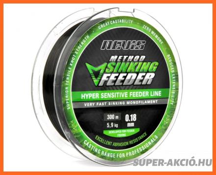 Nevis Sinking Feeder Monofil Horgász Zsinór 300m 0.18mm 5.9Kg