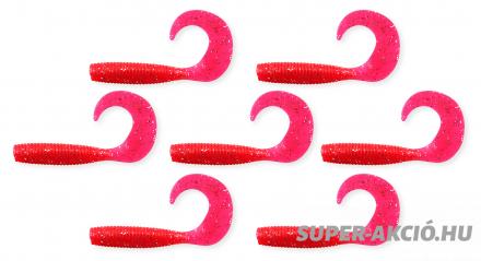 Nevis Twister Horgász Műcsalik 6cm 7db Piros Csillám 2