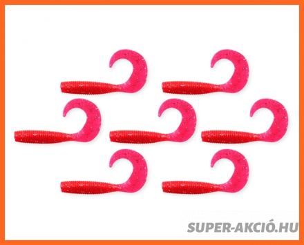 Nevis Twister Horgász Műcsalik 6cm 7db Piros Csillám