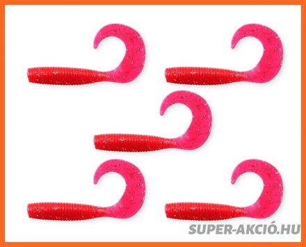 Nevis Twister Horgász Műcsalik 7,5cm 5db Piros Csillám