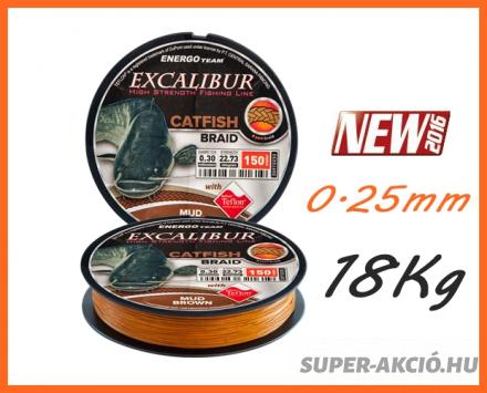 Excalibur Catfis 8 Szálas Körszövött 0.25mm 150m 18.18kg, Harcsázó Fonott Zsinór