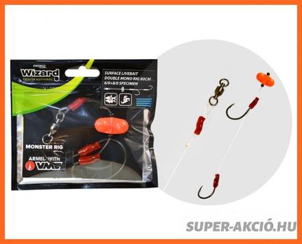 Wizard Surface Mono Rig Specimen Harcsázó Előke 6.0-8.0-ás Horoggal