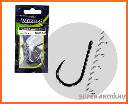 Wizard Worm Pro Brazed Harcsázó Horog 4.0-ás 3db/csomag